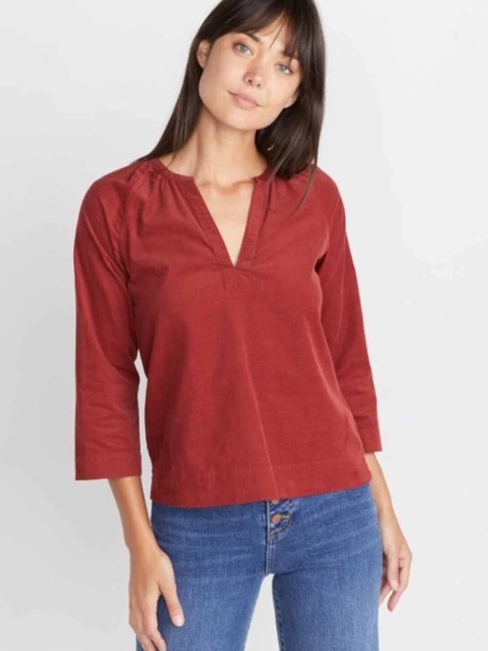 Marine Layer Red Relaxed Fit Cotton Top